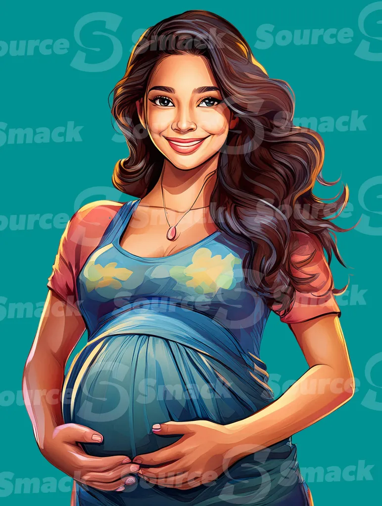 A young spanish pregnant woman expecting clipped as a transparent image
