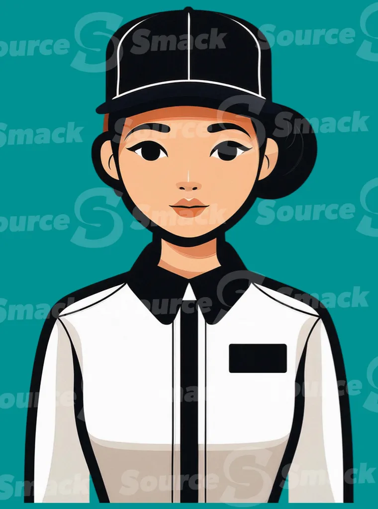 Young asian female baseball player smiling clipped as a transparent image