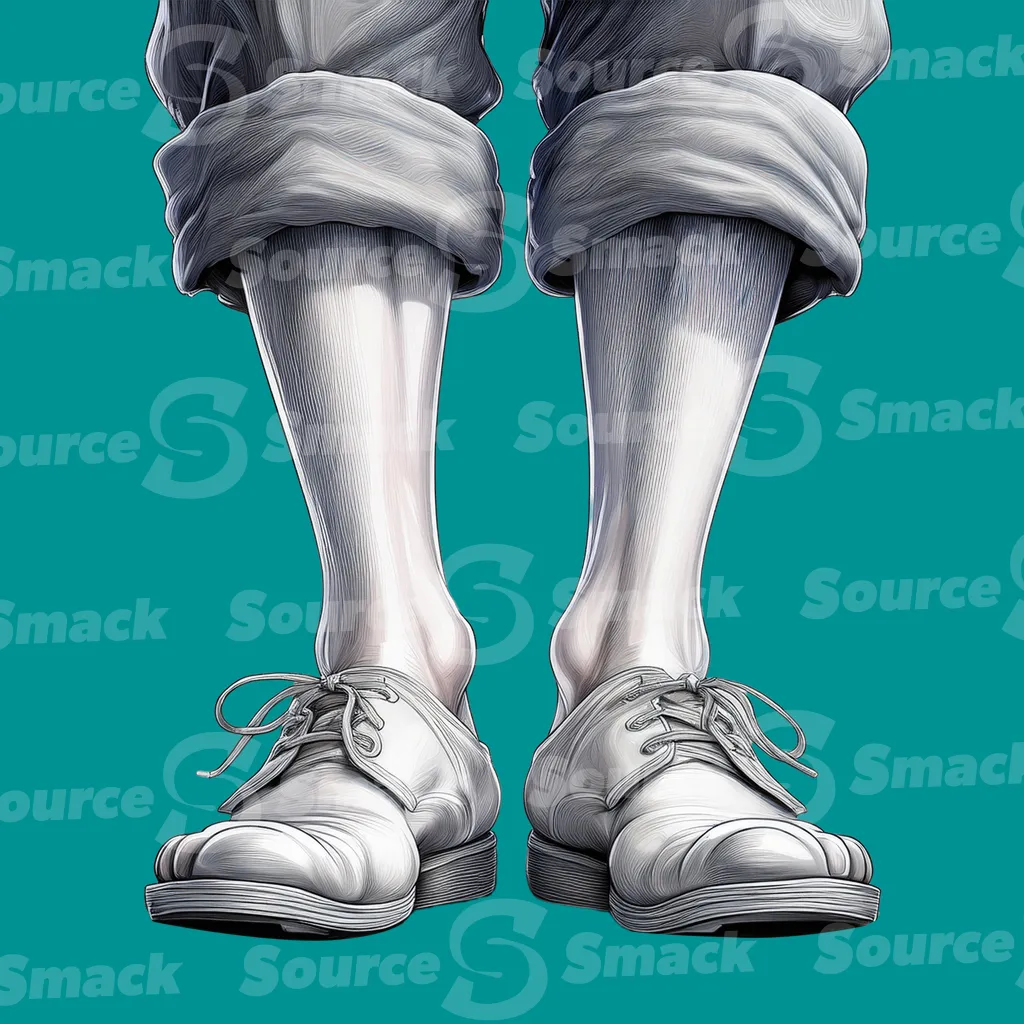 A man standing in with pants rolled up clipped as a transparent image