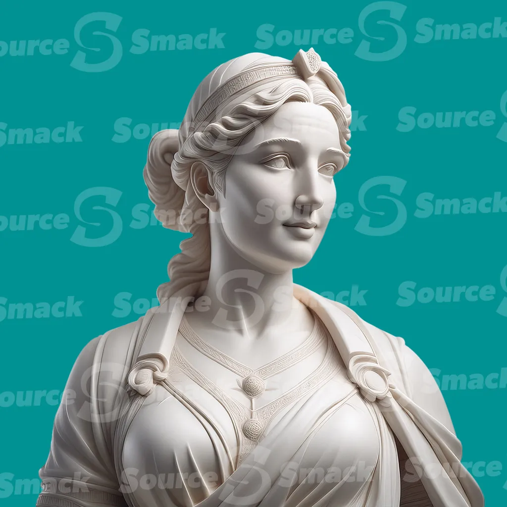 A statue of a confident woman clipped as a transparent image