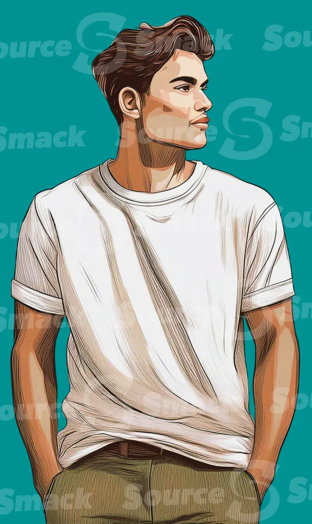 A fashionable pose of a male looking to the side clipped as a transparent image