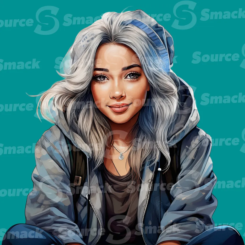 A young homeless female giving a subtle smile clipped as a transparent image