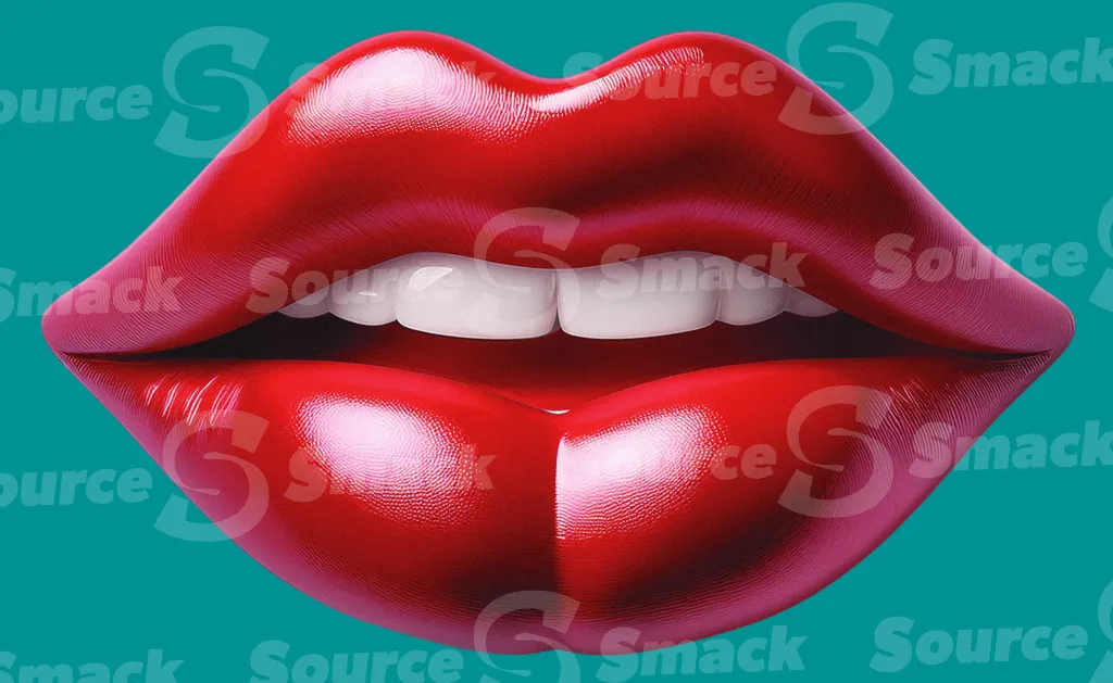 A pair of red female lips clipped as a transparent image