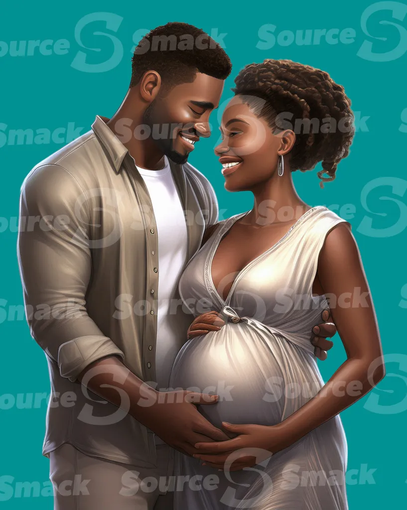 A black couple expecting a child clipped as a transparent image