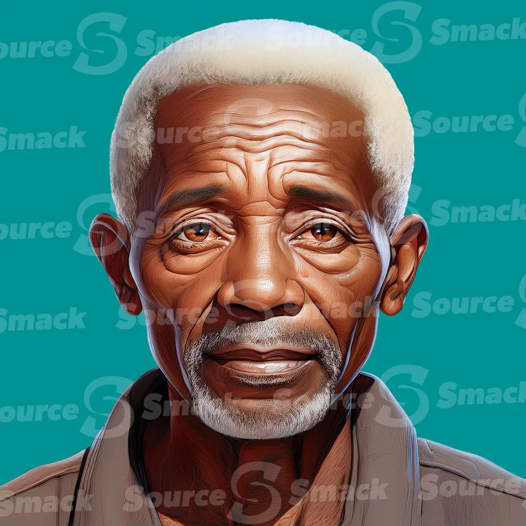 A calm middle aged black man smiling clipped as a transparent image