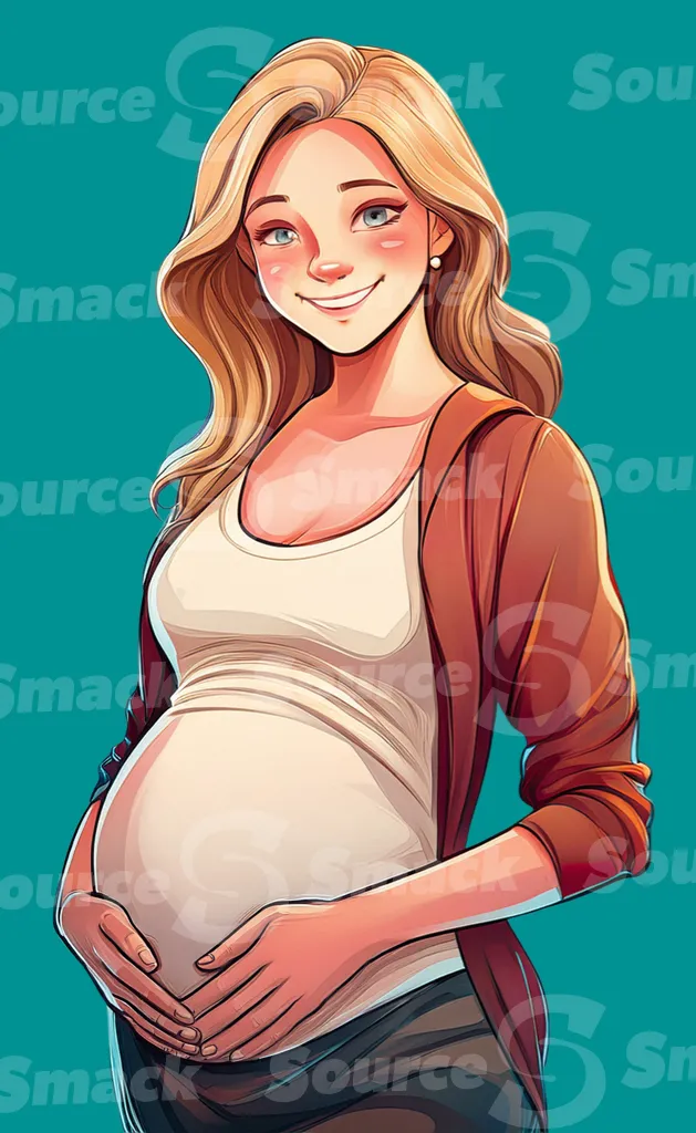 A young pregnant female expecting clipped as a transparent image