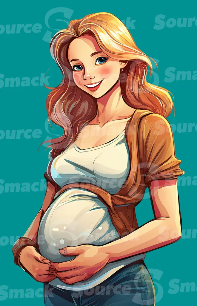 A young pregnant female expecting clipped as a transparent image
