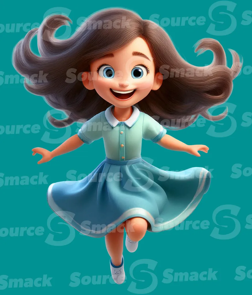 A happy little girl running clipped as a transparent image
