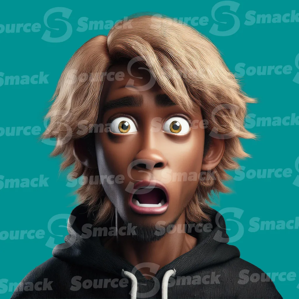 A black male teen showing signs of being surprised clipped as a transparent image