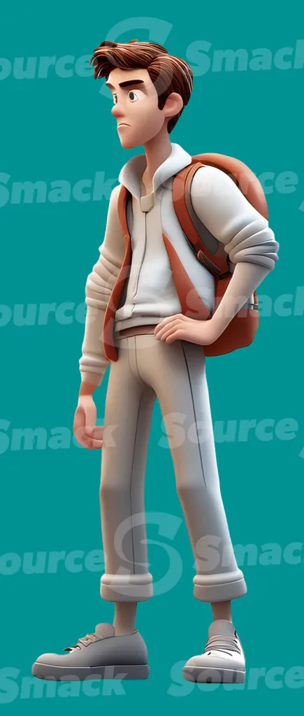 An upset tall male teen clipped as a transparent image