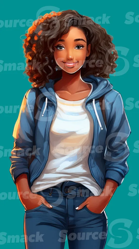 A young black female teen standing in a pose clipped as a transparent image