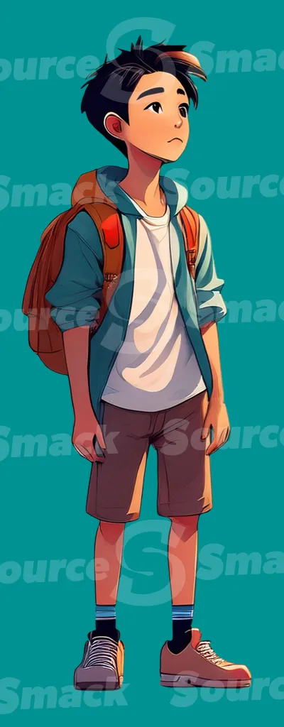 A young asian boy depressed clipped as a transparent image