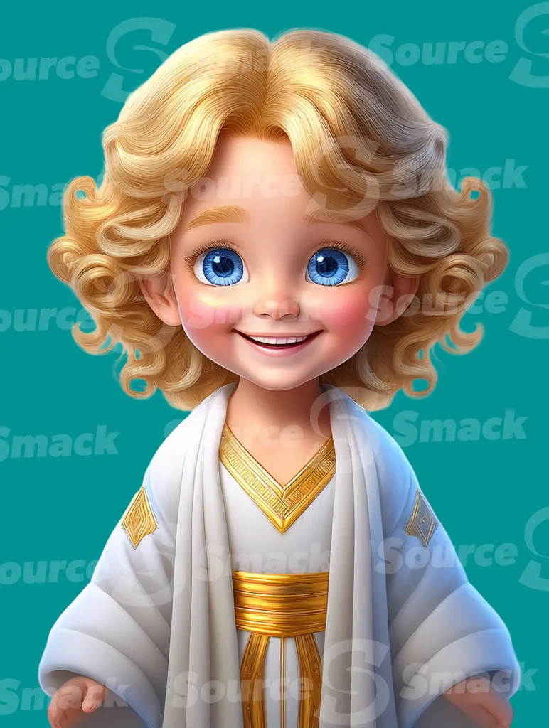 A female child angel with arms opened up clipped as a transparent image