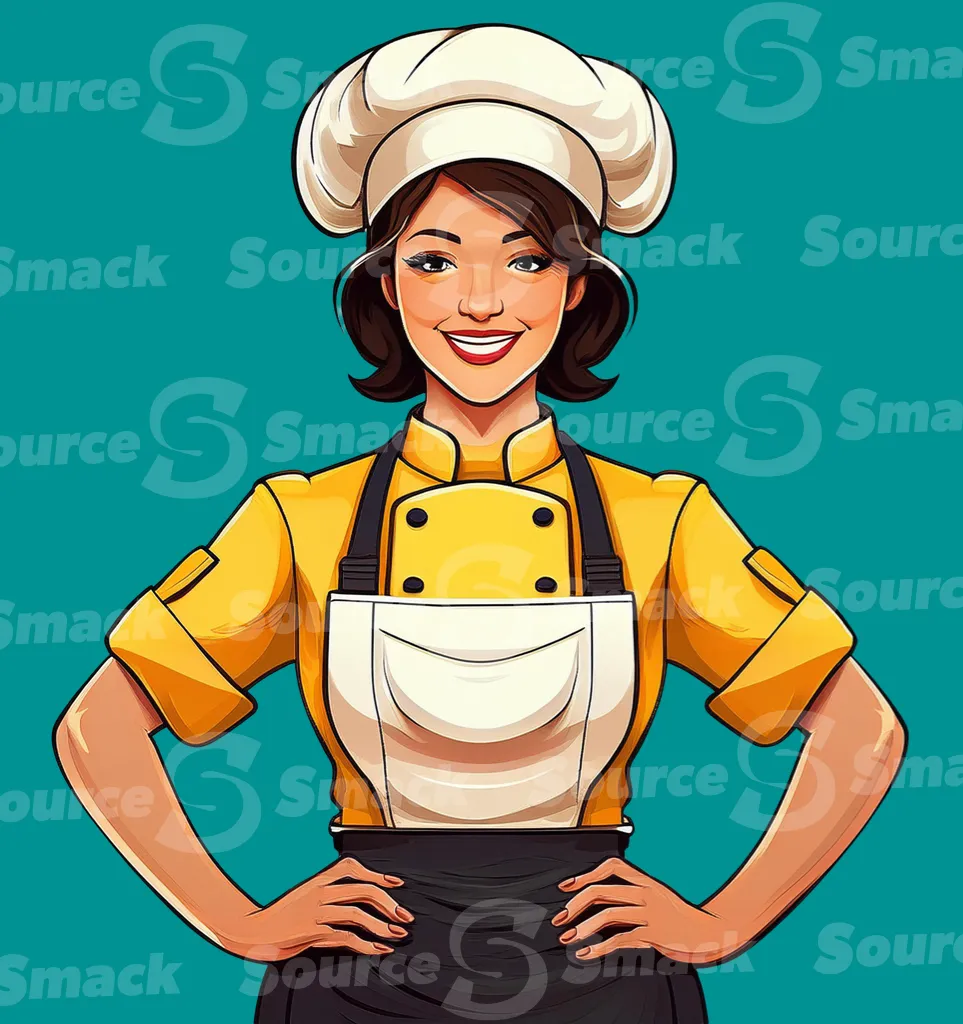 A smiling confident female chef clipped as a transparent image