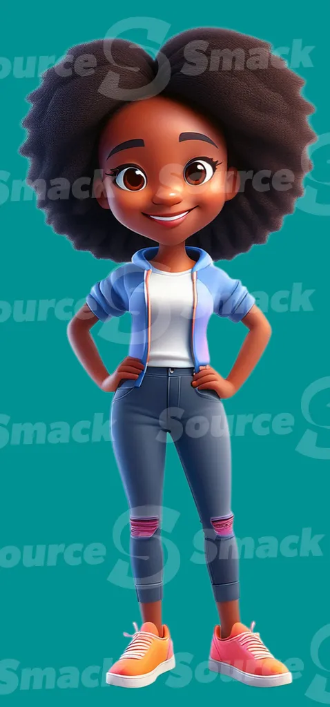 A young black teen standing with arms on hips clipped as a transparent image