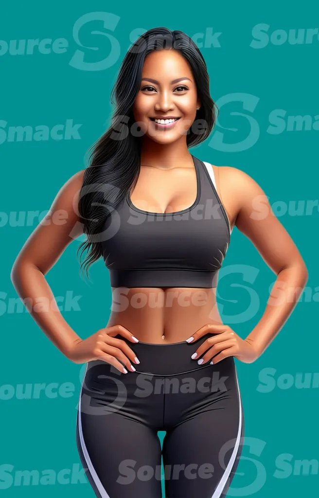 A young asian woman in fitness attire clipped as a transparent image