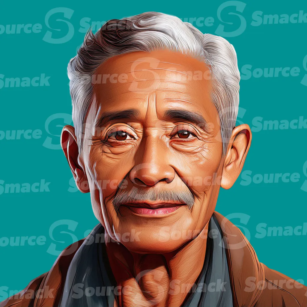 A calm middle aged ethnic man smiling clipped as a transparent image