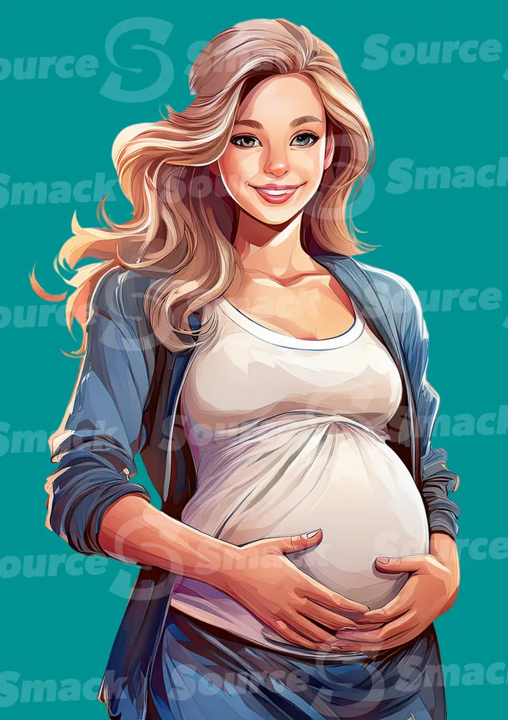 A young pregnant female expecting clipped as a transparent image