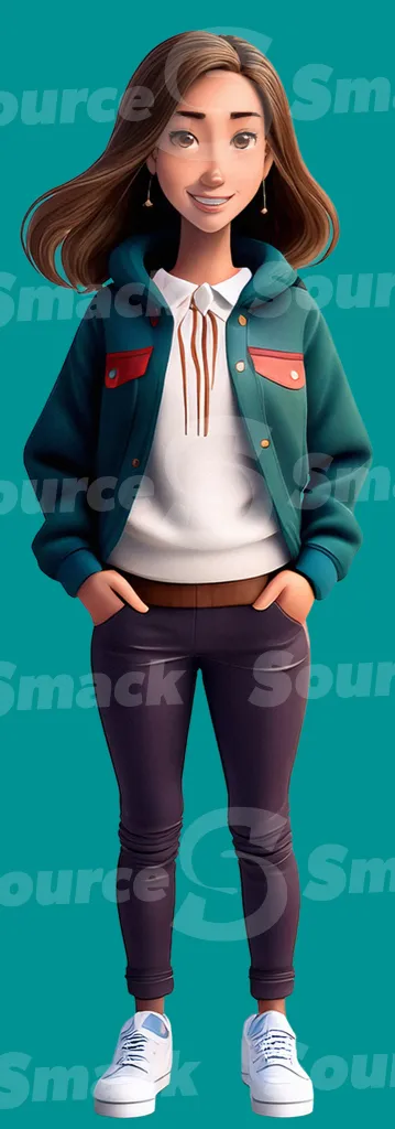 A young teen standing in a relaxed pose clipped as a transparent image