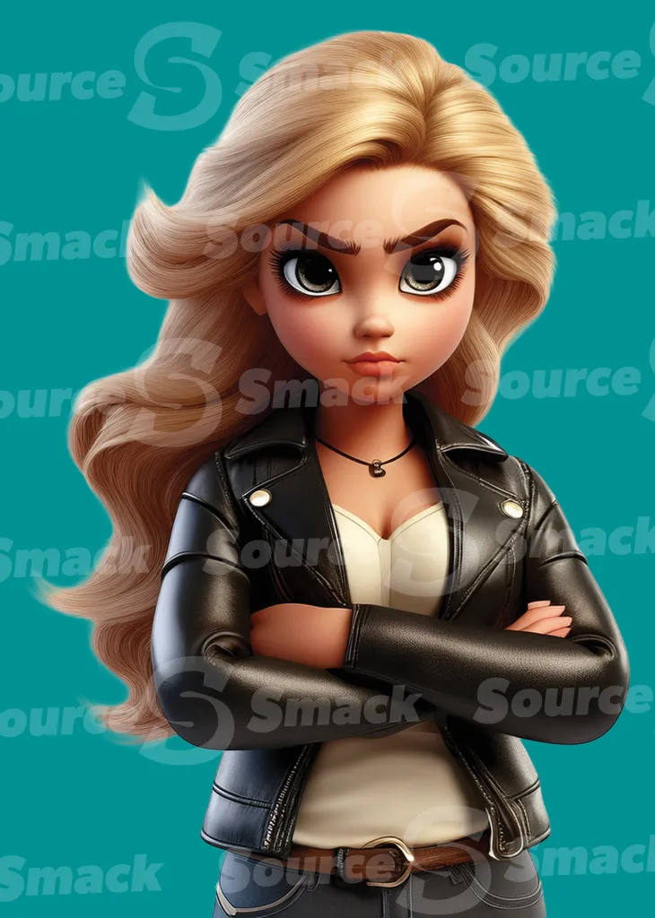 A defiant young teen with arms crossed wearing a leather jacket clipped as a transparent image