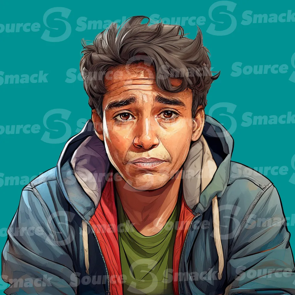 A spanish homeless man feeling hopeless and down clipped as a transparent image