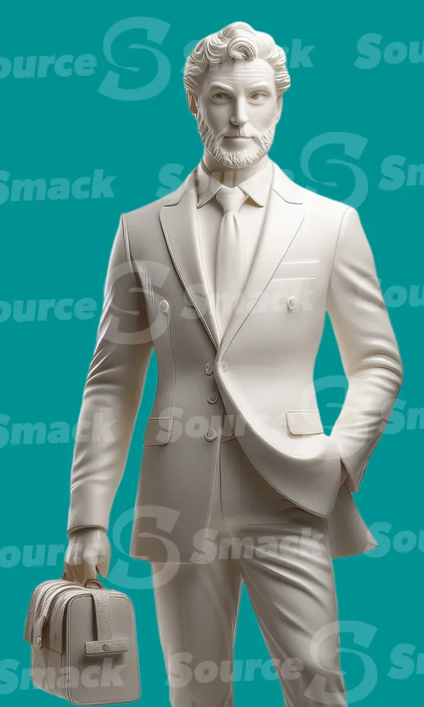 A statue of a business man clipped as a transparent image