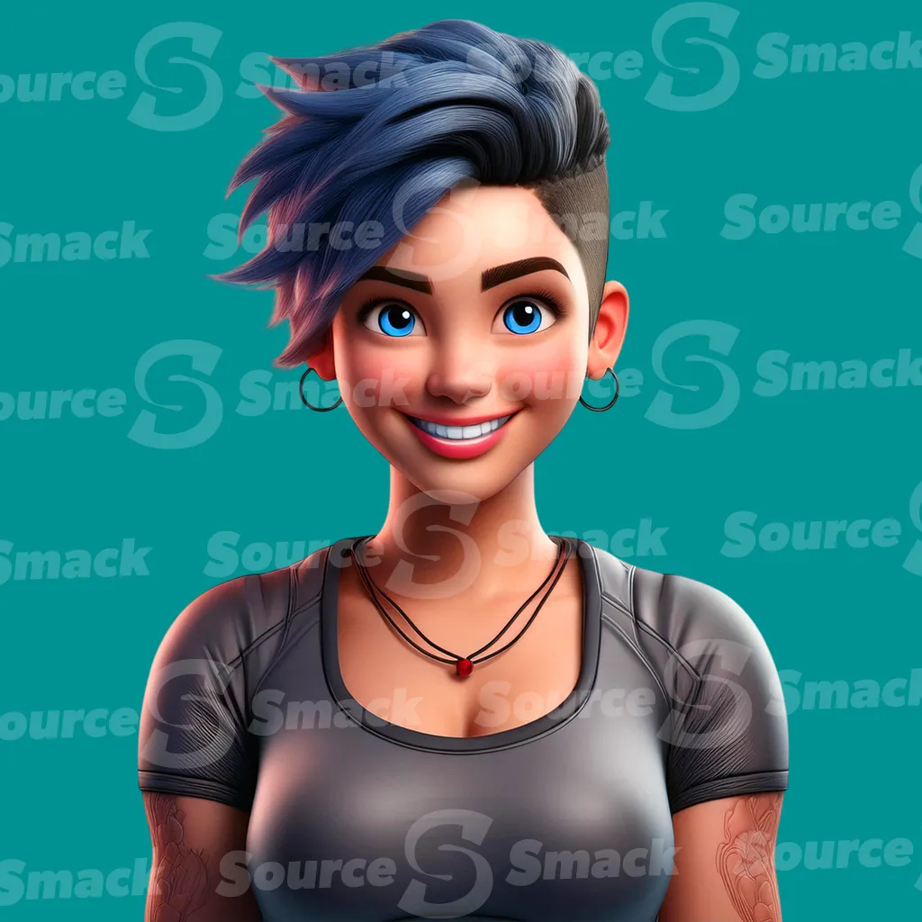 A smiling young female teen with a smile clipped as a transparent image