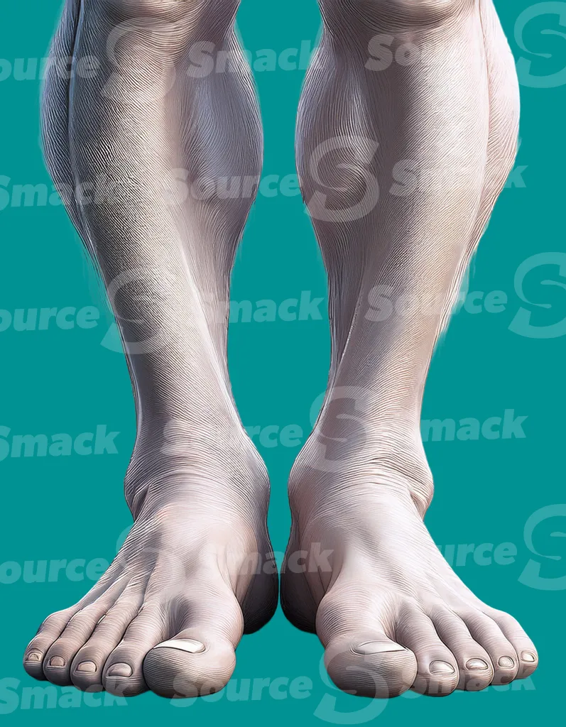 A man standing in barefeet clipped as a transparent image