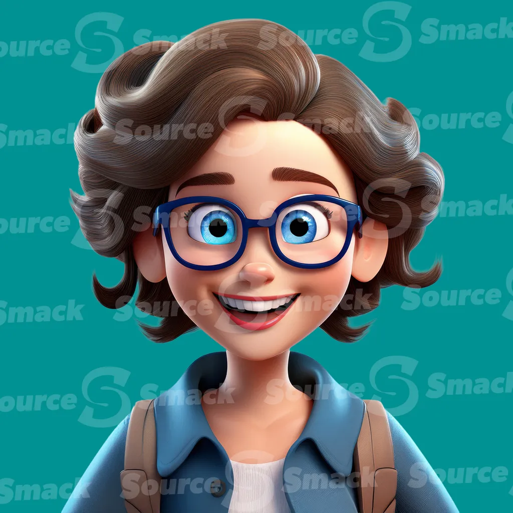 A cute nerdy teen with glasses and a smile clipped as a transparent image