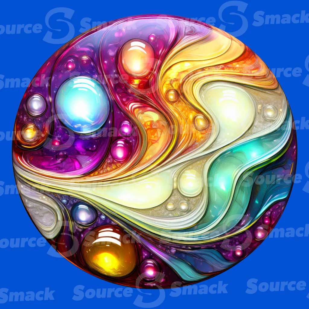 A multicolored glass marble that resembles a cosmic universe clipped as a transparent image