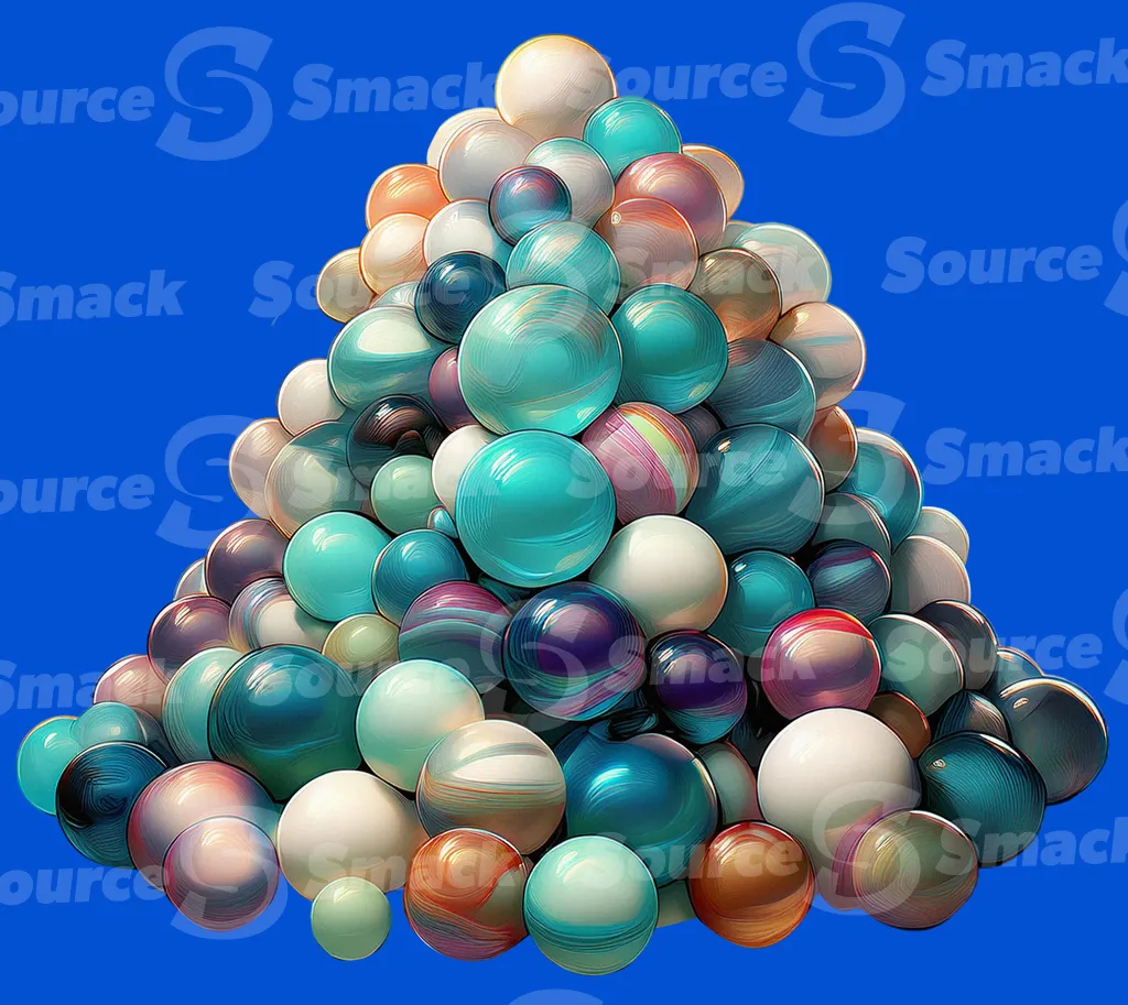 A large pile of glass marbles clipped as a transparent image