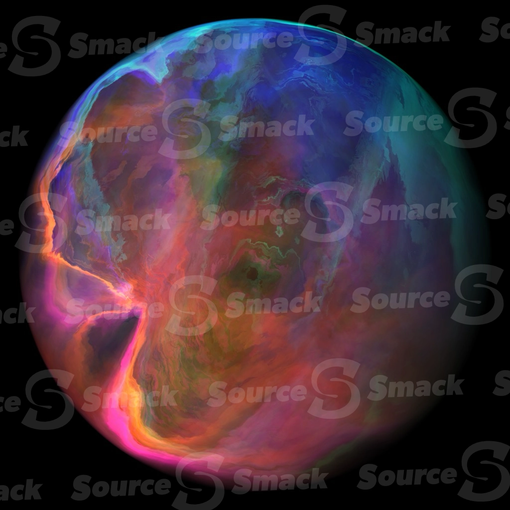 Wispy ghost like color swirls floating in a black void
