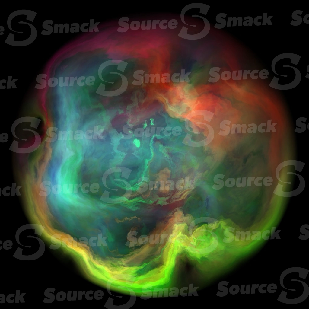 Wispy ghost like color swirls floating in a black void