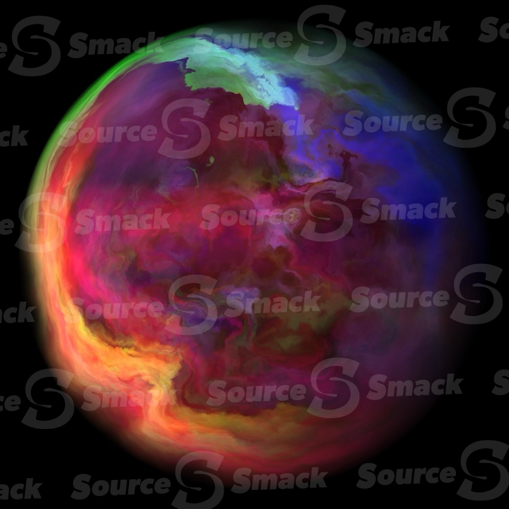 Wispy ghost like color swirls floating in a black void