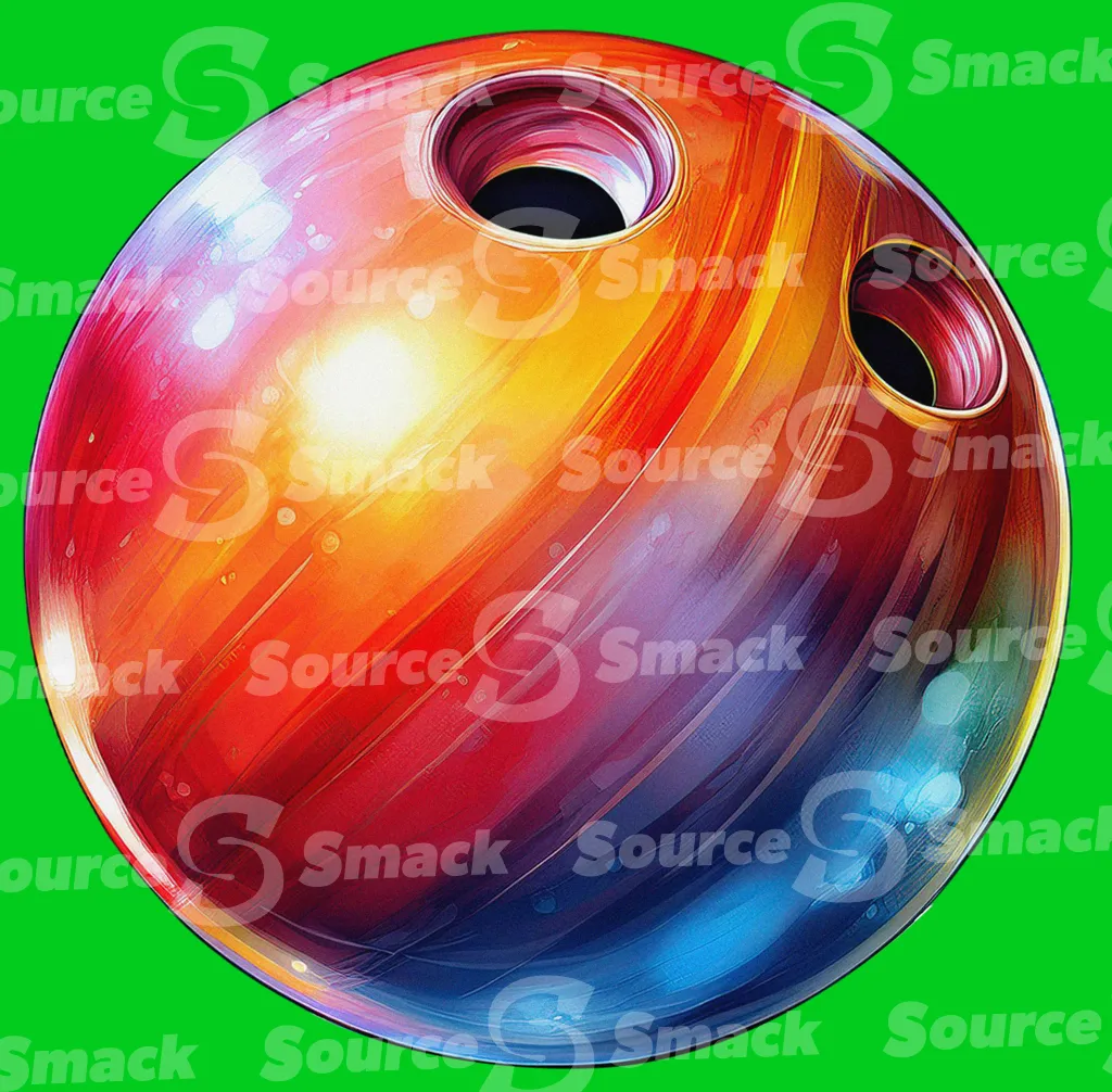 A multicolored bowling ball clipped as a transparent image