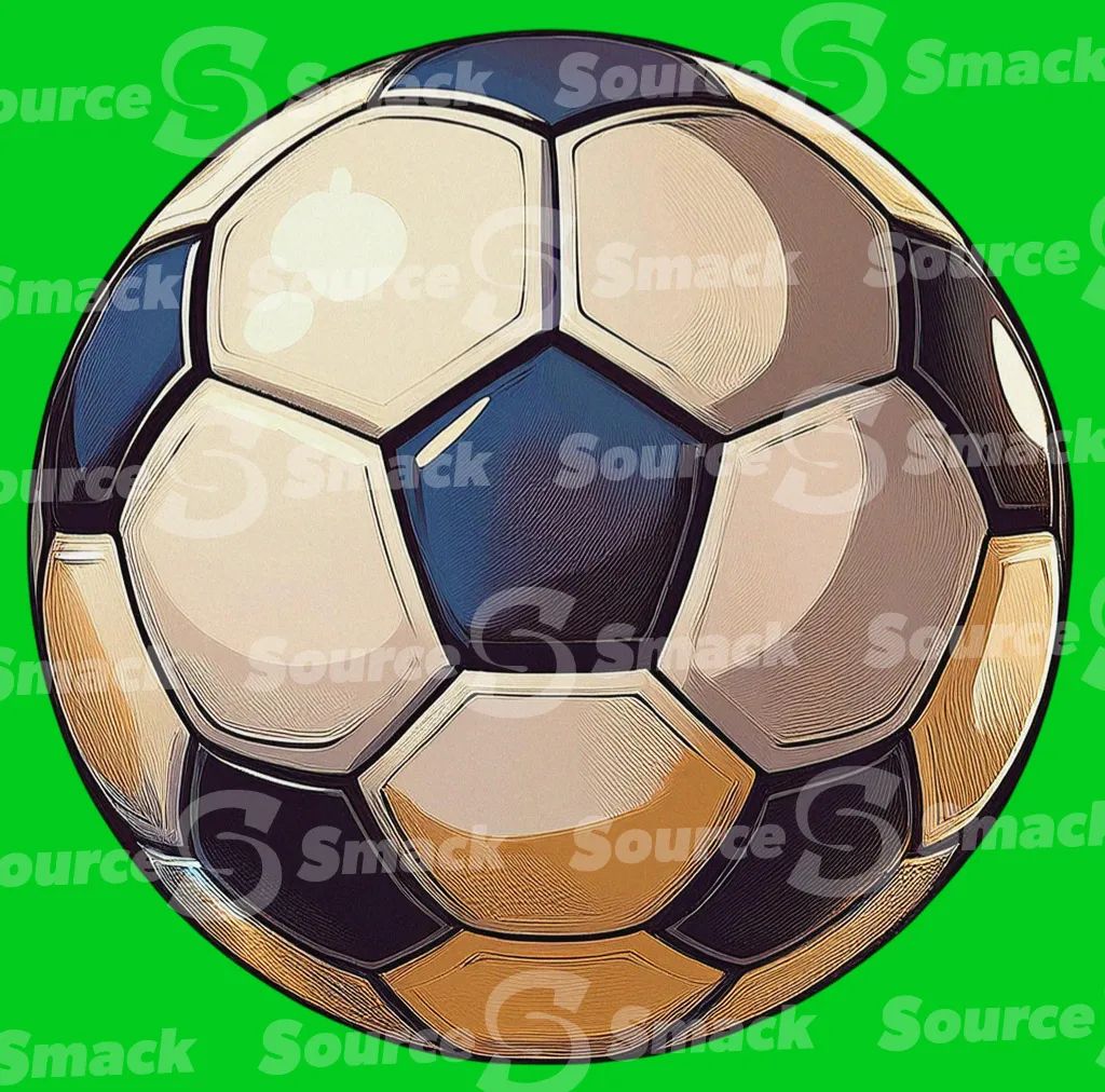 An illustrated soccer ball clipped as a transparent image