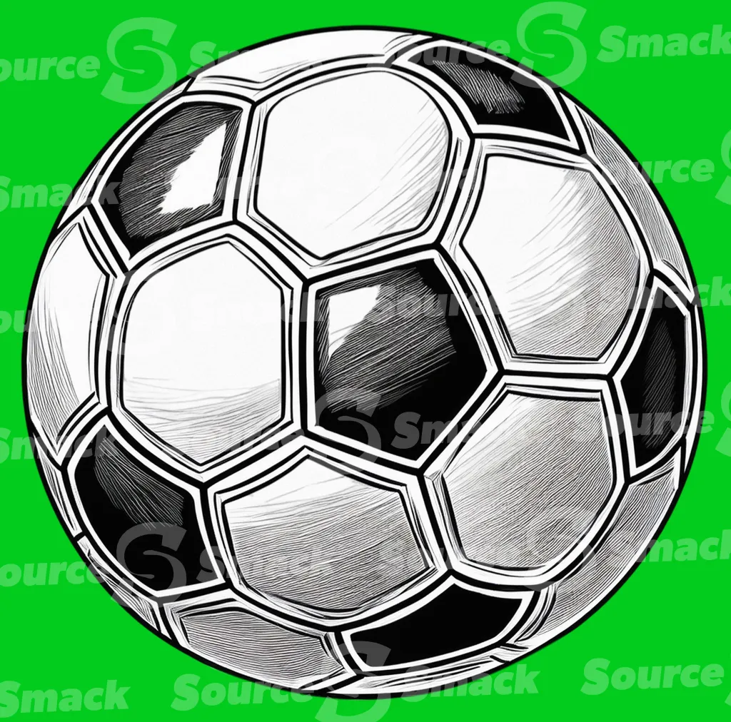 An illustrated soccer ball clipped as a transparent image
