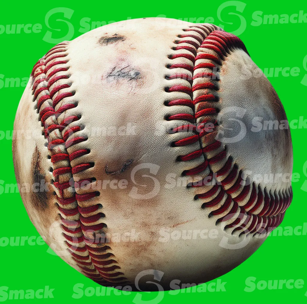 A worn out dirty baseball clipped as a transparent image