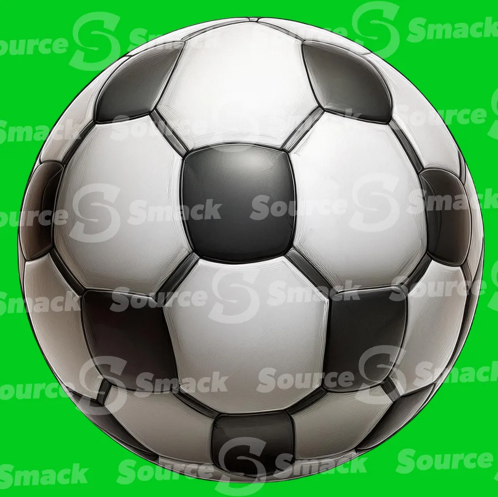 An illustrated soccer ball clipped as a transparent image