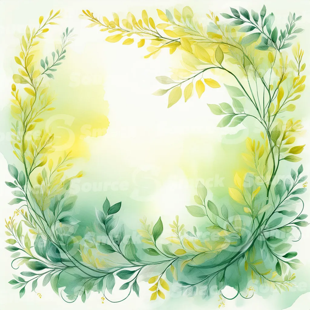 A watercolor-style illustration, featuring stylized tree branches and leaves in various shades of autumnal colors with copy space