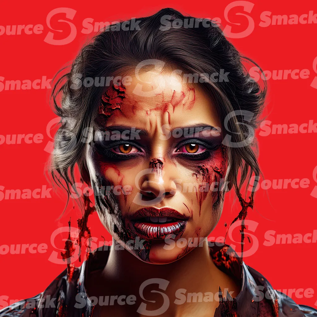 A young spanish woman zombie clipped as a transparent image