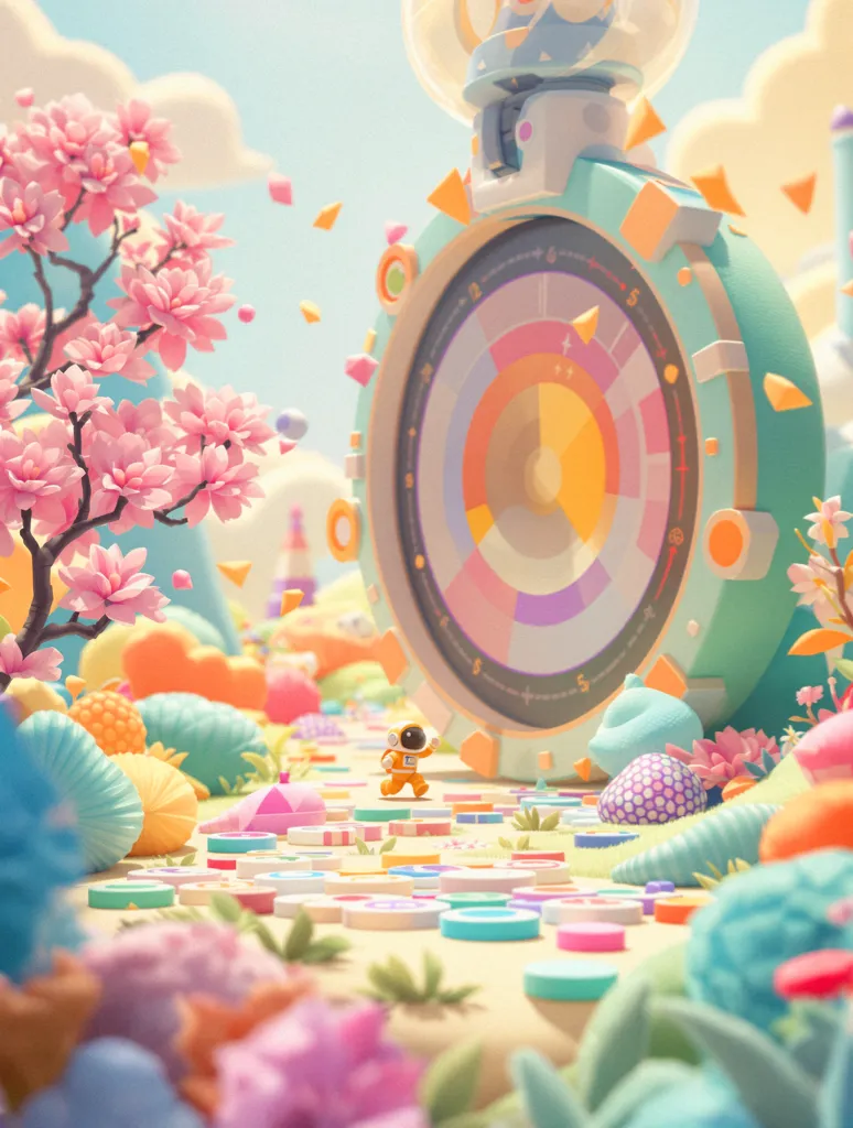 A tiny astronaut running through a game-like world styled as a cartoon illustration