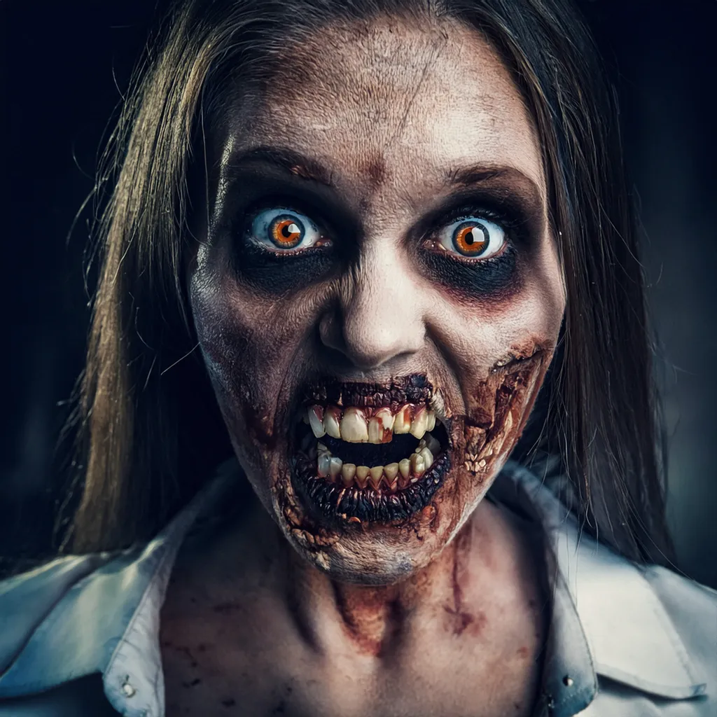 An aggressive spanish female zombie