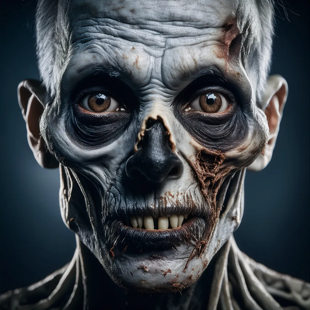 A male zombie staring with hunger