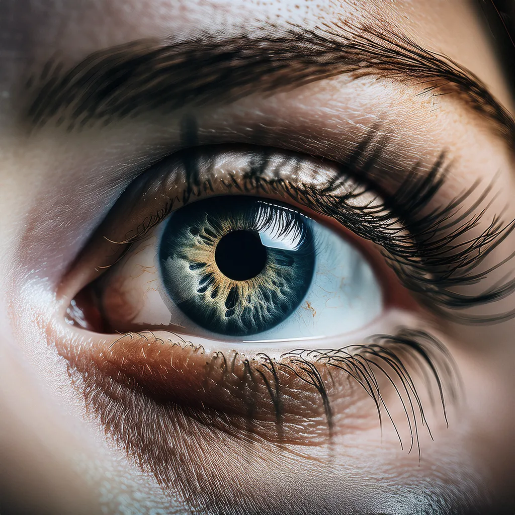 A close up shot of a female zombie eye