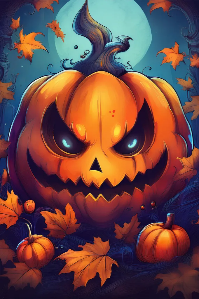 An evil grinning pumkin at night