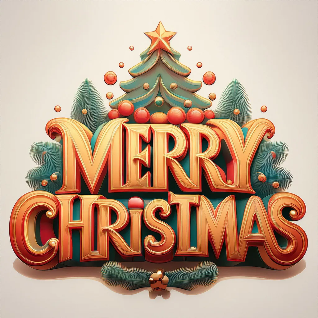 A holiday title “Merry Christmas”