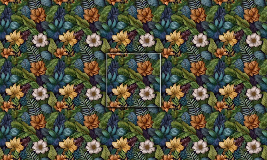 A seamless tile of a collage of wild flowers