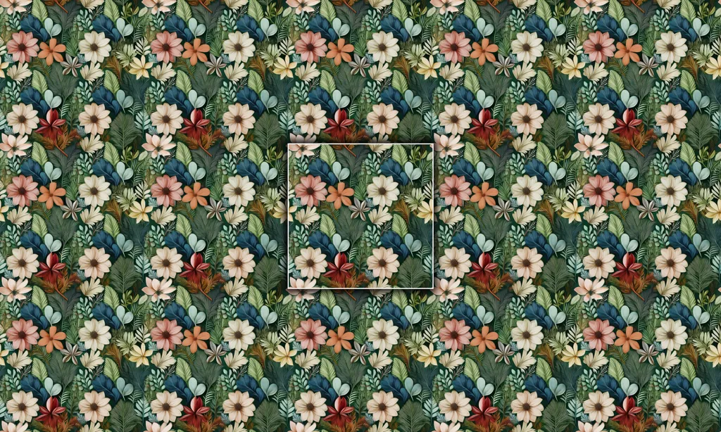 A seamless tile of a collage of wild flowers