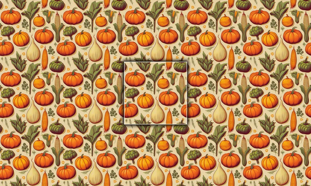 A seamless tile of a number of vegetables